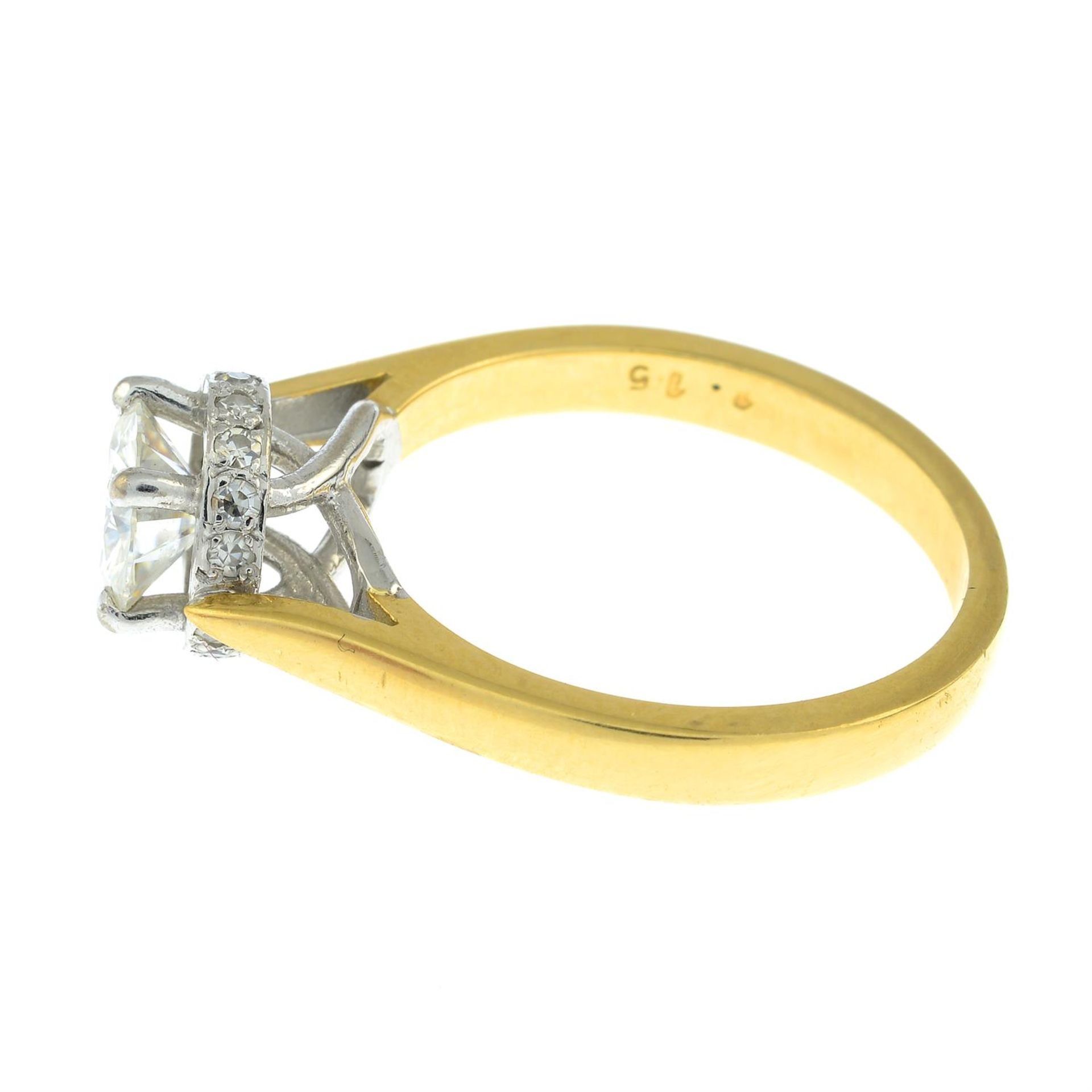 An 18ct gold synthetic moissanite ring. - Image 2 of 3
