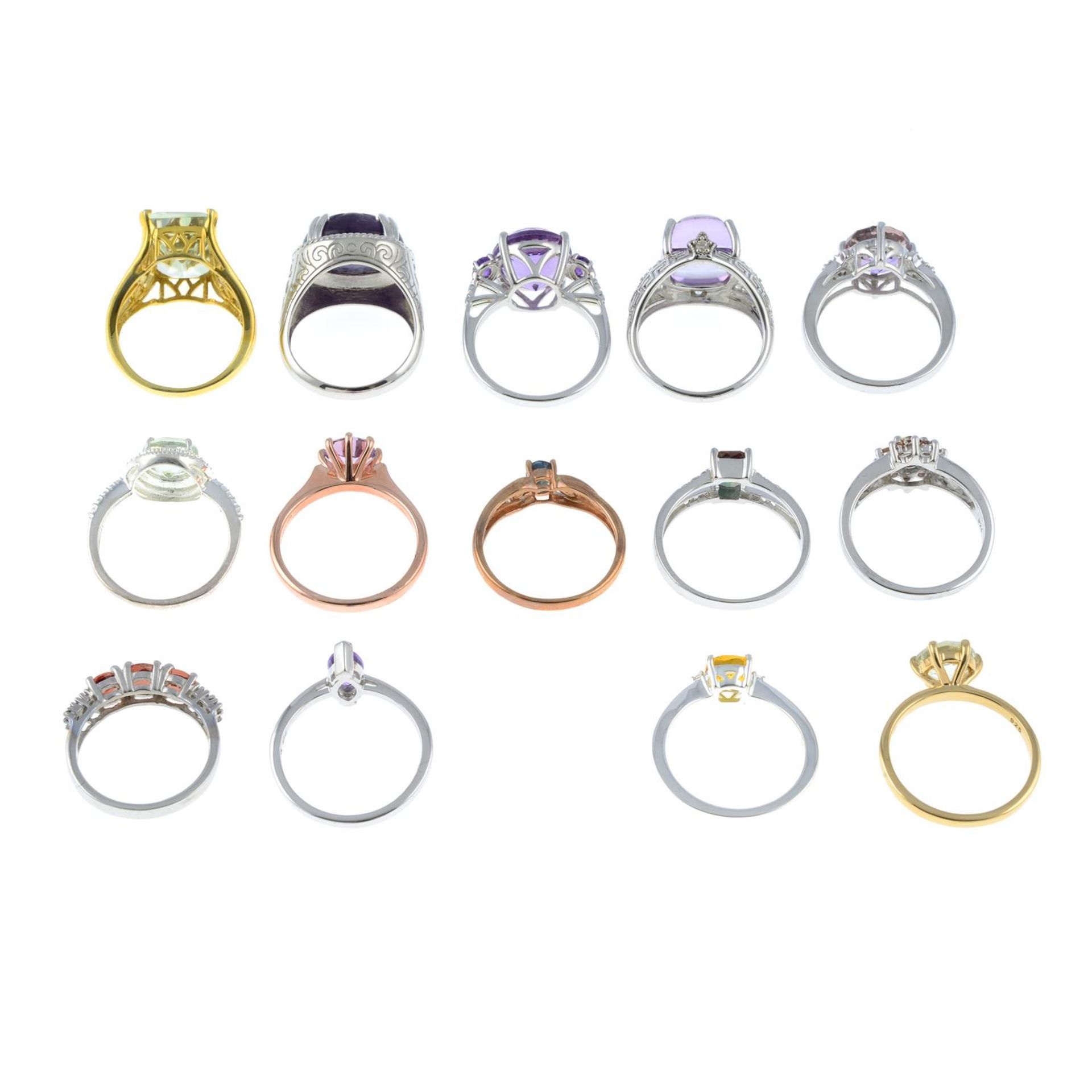 A selection of fourteen gem-set rings. - Image 2 of 2