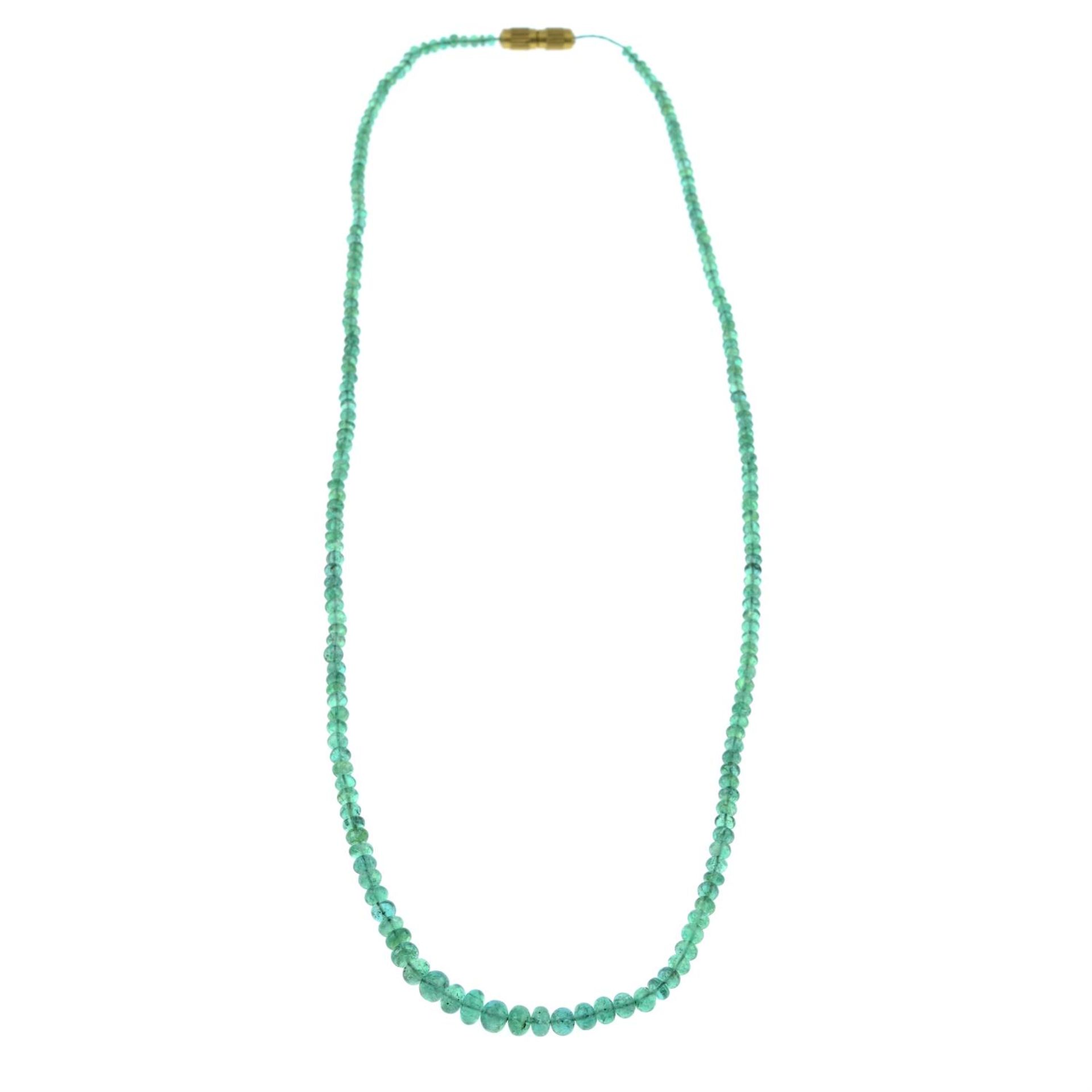 A graduated emerald bead necklace. - Image 2 of 2