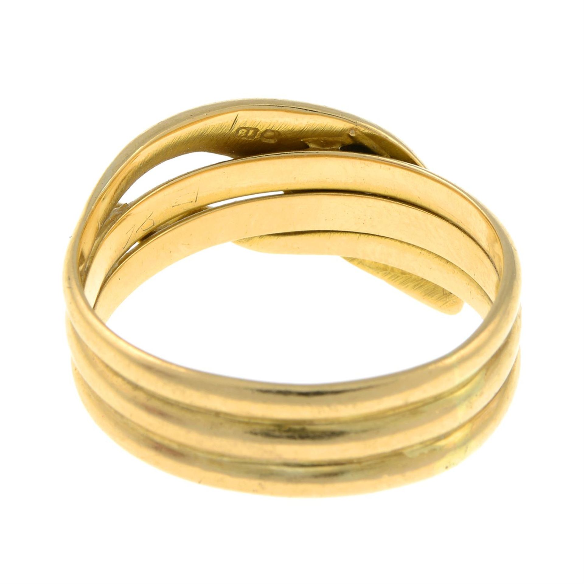 An early 20th century 18ct gold old-cut diamond coiled snake ring. - Image 3 of 3