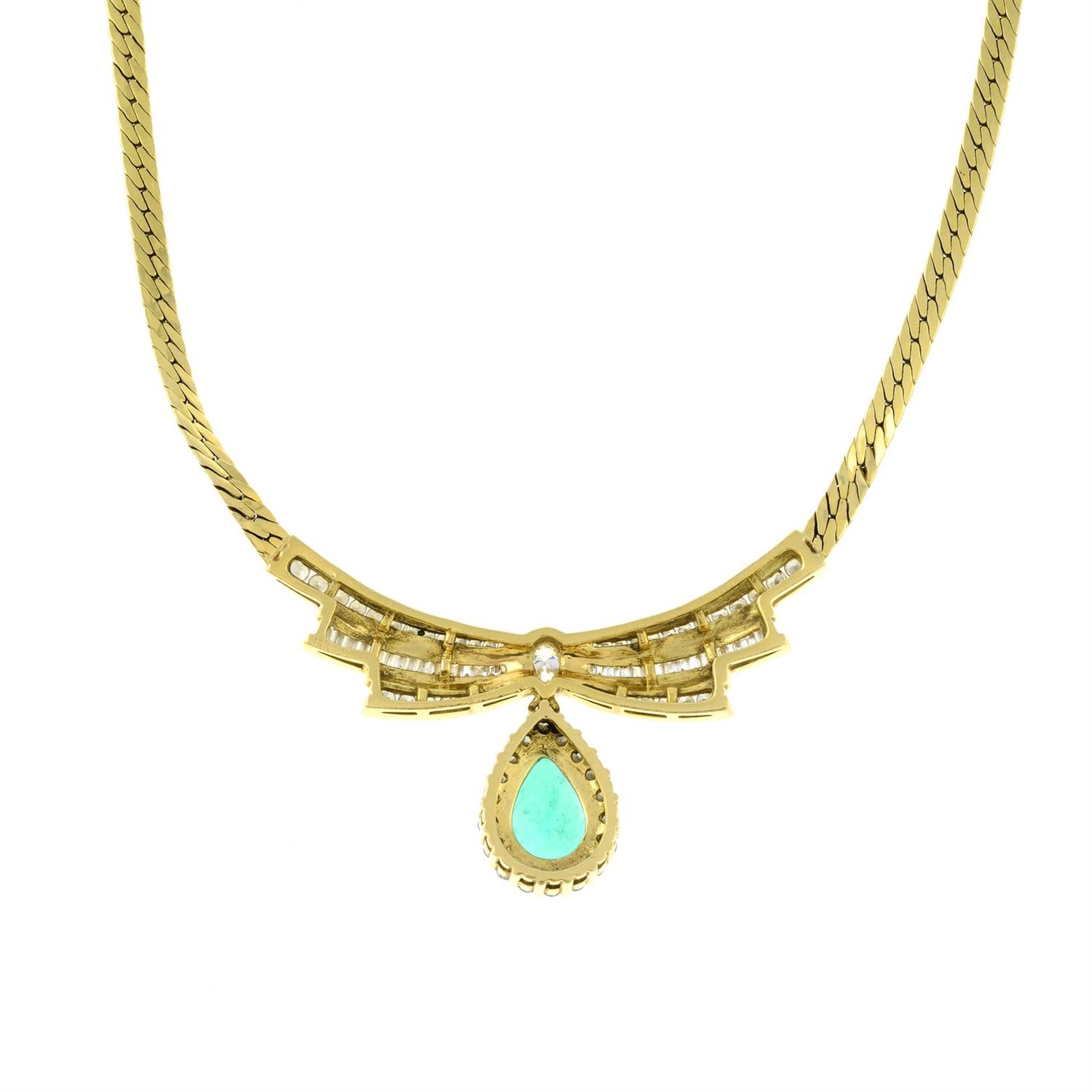 A Colombian emerald and vari-cut diamond necklace. - Image 3 of 6