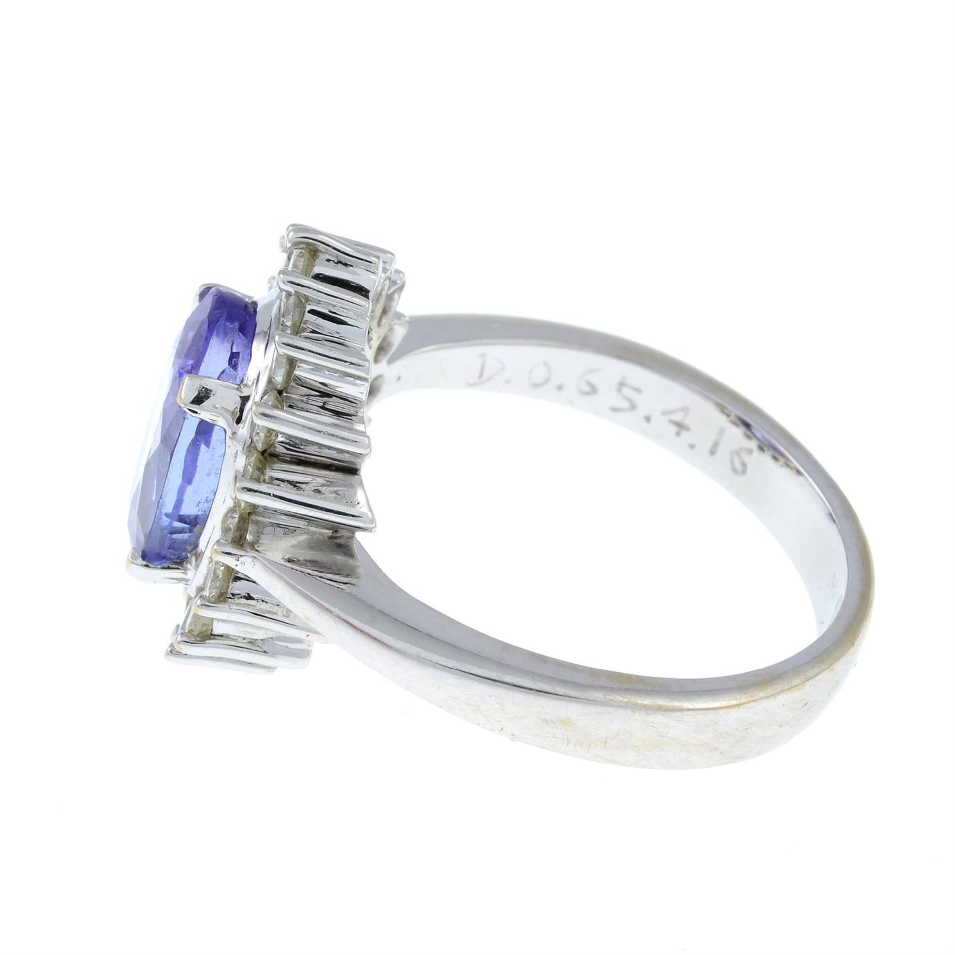 A tanzanite and diamond cluster ring. - Image 2 of 3