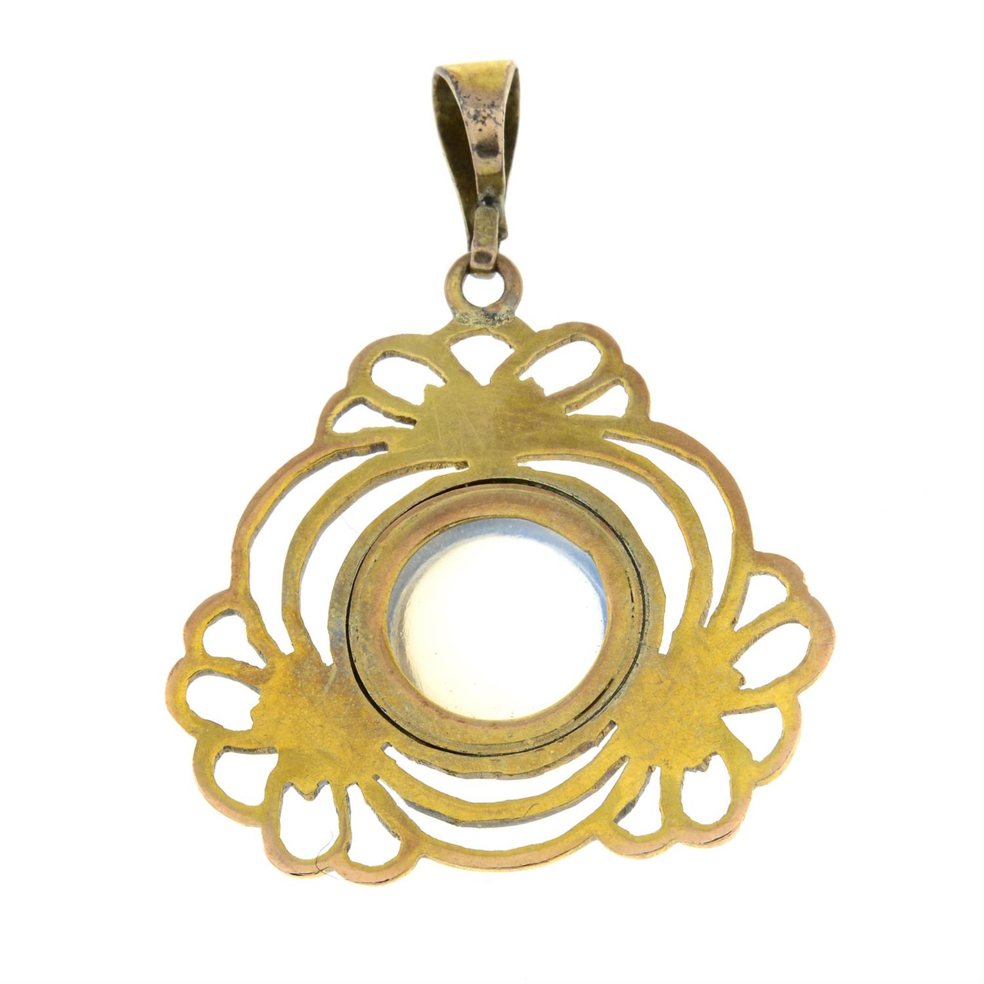 An Art Nouveau 9ct gold moonstone openwork pendant, by Liberty & Co. - Image 2 of 2