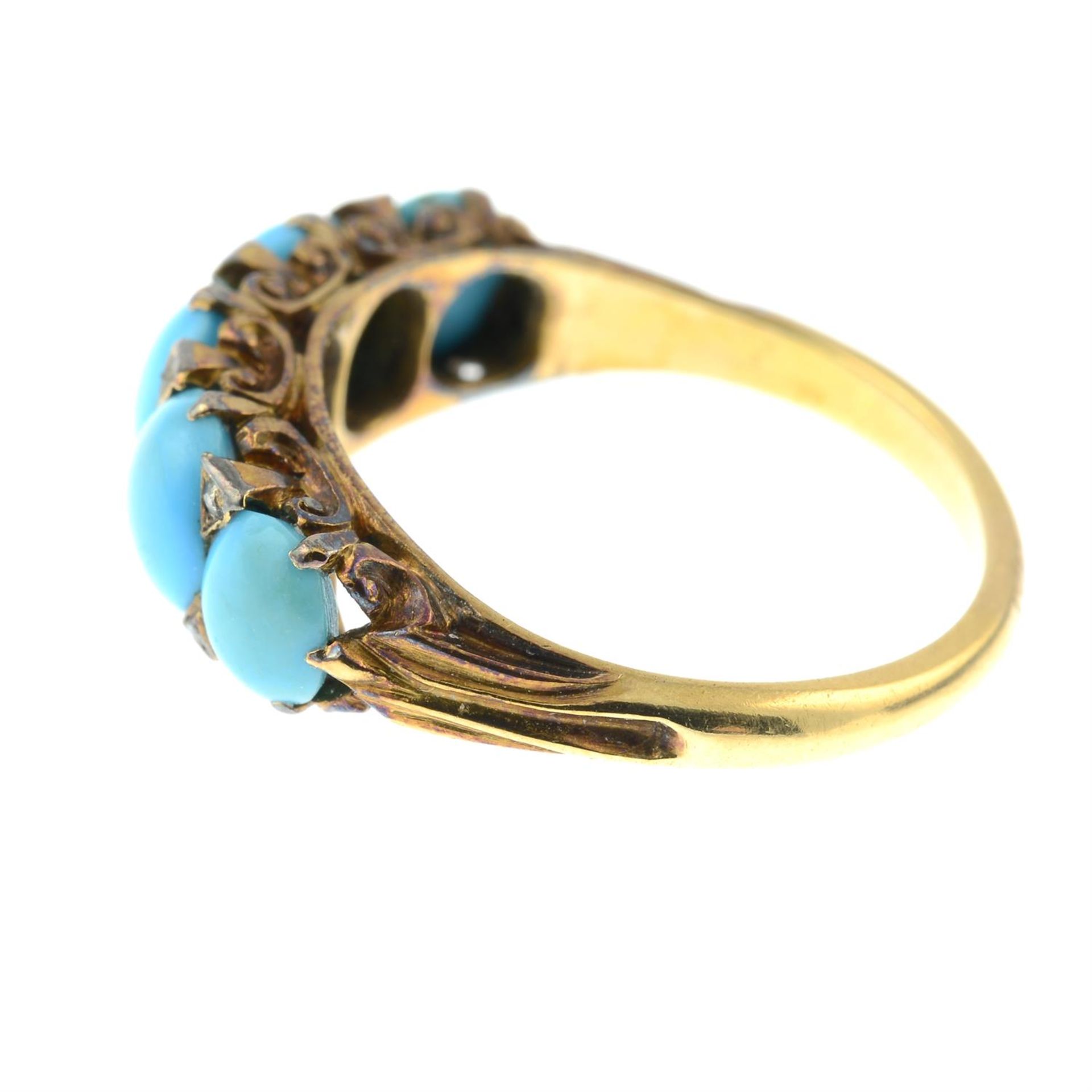 An early 20th century 18ct gold turquoise and rose-cut diamond ring. - Image 2 of 3
