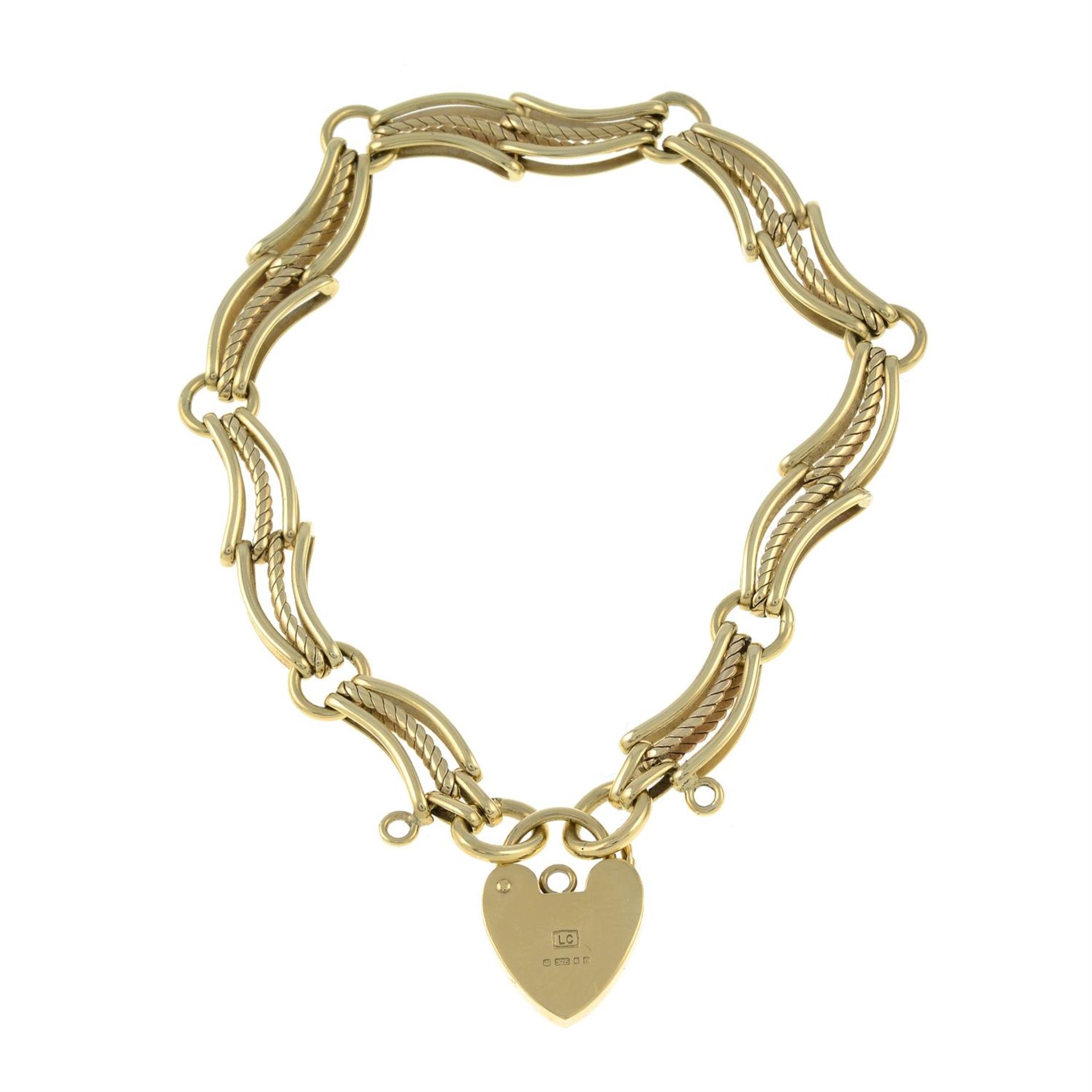A fancy-link bracelet, with 9ct gold heart-shape lock clasp. - Image 2 of 2