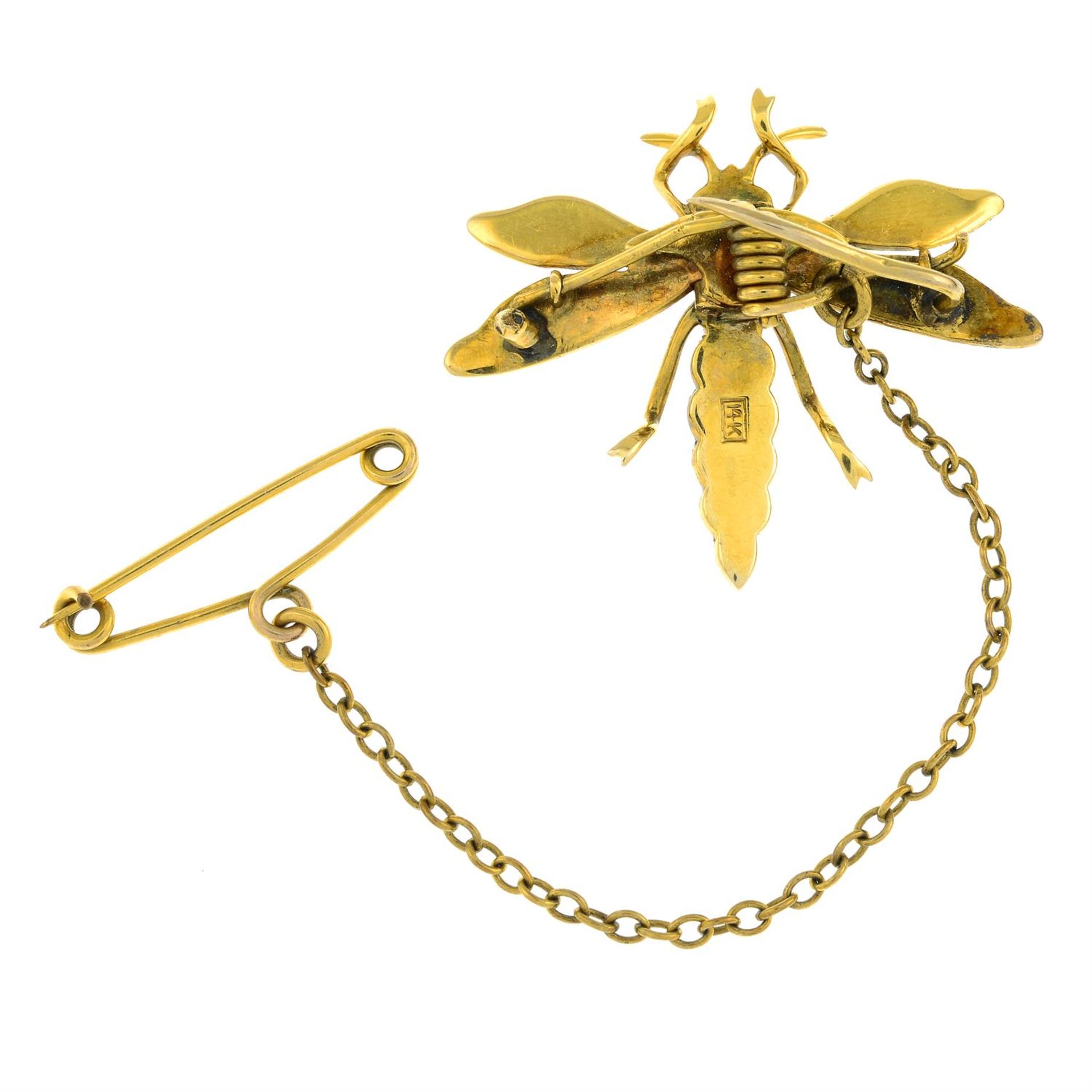 A split pearl dragonfly brooch. - Image 2 of 2