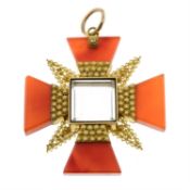 A Georgian gold carnelian Maltese cross pendant.