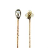 Two late Victorian 9ct gold stickpins.