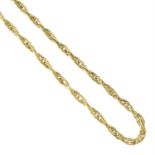 A 9ct gold rope-link chain necklace.