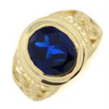 A gentleman's blue paste Virgo signet ring.