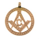 An Edwardian 9ct gold Masonic pendant.