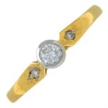 An 18ct gold brilliant-cut diamond solitaire ring diamond-set shoulders.