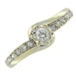 A 9ct gold brilliant-cut diamond ring.