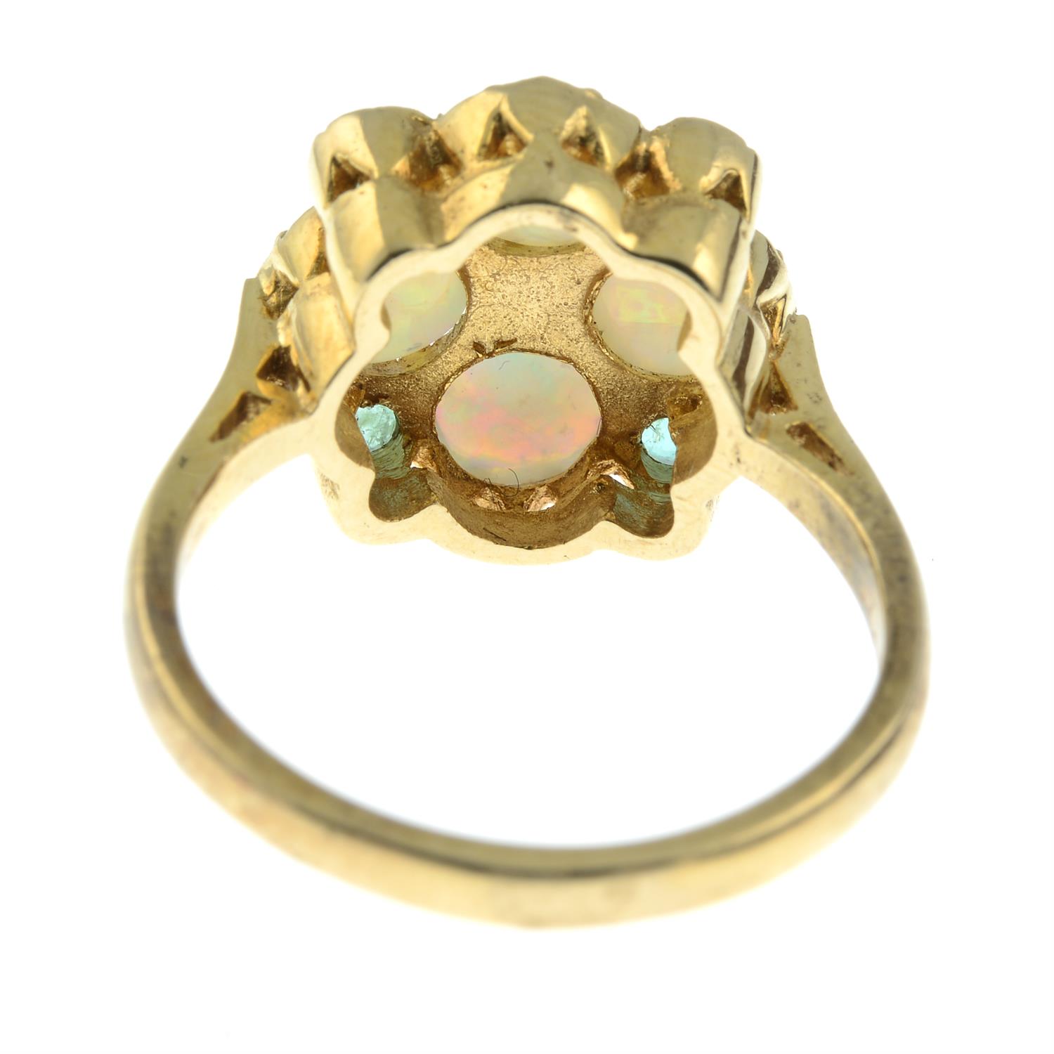 A 9ct gold opal and emerald dress ring. - Bild 3 aus 3