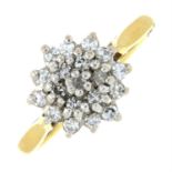 An 18ct gold single-cut diamond cluster ring.