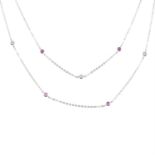 An 18ct gold ruby and diamond two-row necklace.