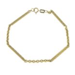 A 9ct gold bracelet, with alternating styled links.