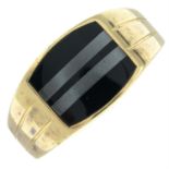 A 9ct gold onyx signet ring.