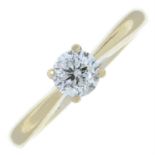 An 18ct gold diamond single-stone ring with internal-set diamond.