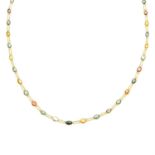 A graduated multi-coloured sapphire necklace.