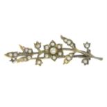 An early 20th century 15ct gold split pearl floral spray brooch.