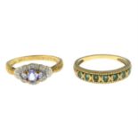 Two 9ct gold gem-set rings.
