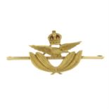 An early 20th century 15ct gold royal airforce bar brooch.