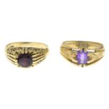 Two 9ct gold single-stone gem-set rings.