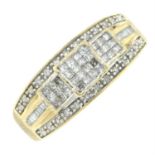 A 9ct gold vari-cut diamond dress ring.