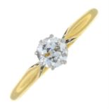 An 18ct gold old-cut diamond single-stone ring.