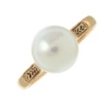 A cultured pearl single-stone ring.