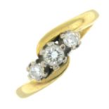 An 18ct gold diamond three-stone ring.