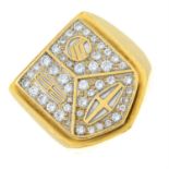 A brilliant-cut diamond Auto Mercury Lincoln signet ring, by Cartier.