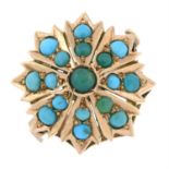 A turquoise dress ring.
