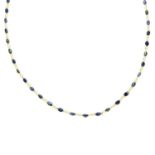 A graduated oval-cut sapphire necklace.