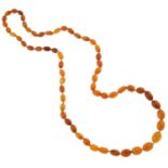 An amber bead necklace.