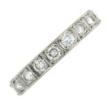 A brilliant-cut diamond half eternity ring.