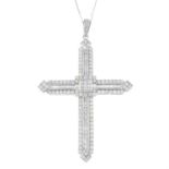 A vari-cut diamond cross pendant, with chain.