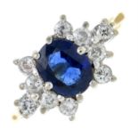 An 18ct gold sapphire and brilliant-cut diamond cluster ring.