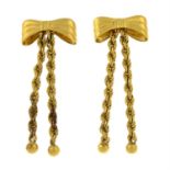 A pair of 9ct gold bow earrings.