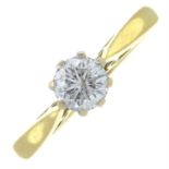 An 18ct gold brilliant-cut diamond single-stone ring.