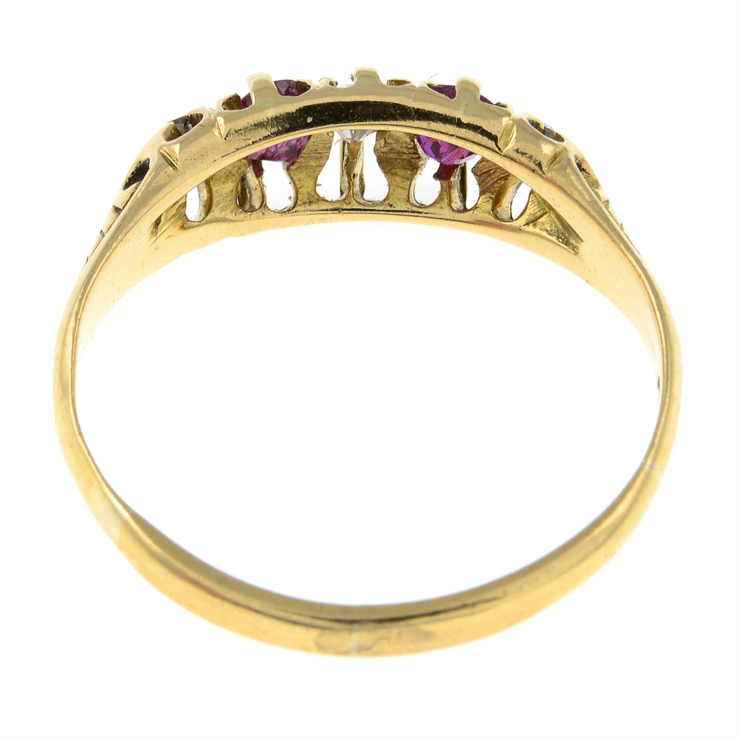 A ruby and old-cut diamond five-stone ring. - Bild 3 aus 3