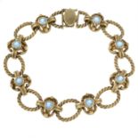 A 9ct gold blue topaz bracelet.