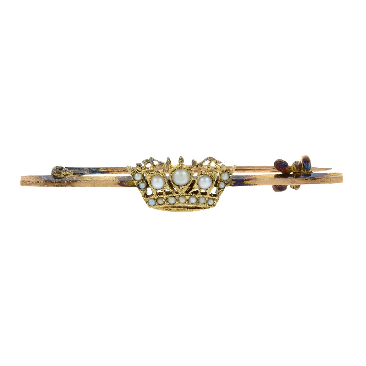 An early 20th century gold split pearl Royal Navy bar brooch.