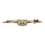 An early 20th century gold split pearl Royal Navy bar brooch.