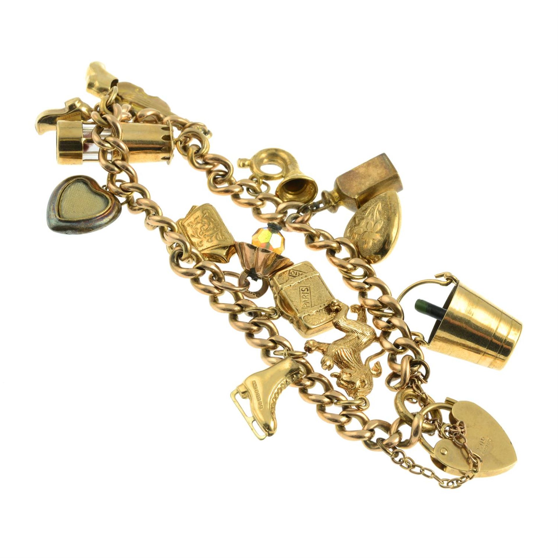 A charm bracelet, suspending thirteen charms. - Image 2 of 2