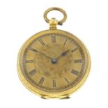 An early 20th century 18ct gold pocket watch, with key.