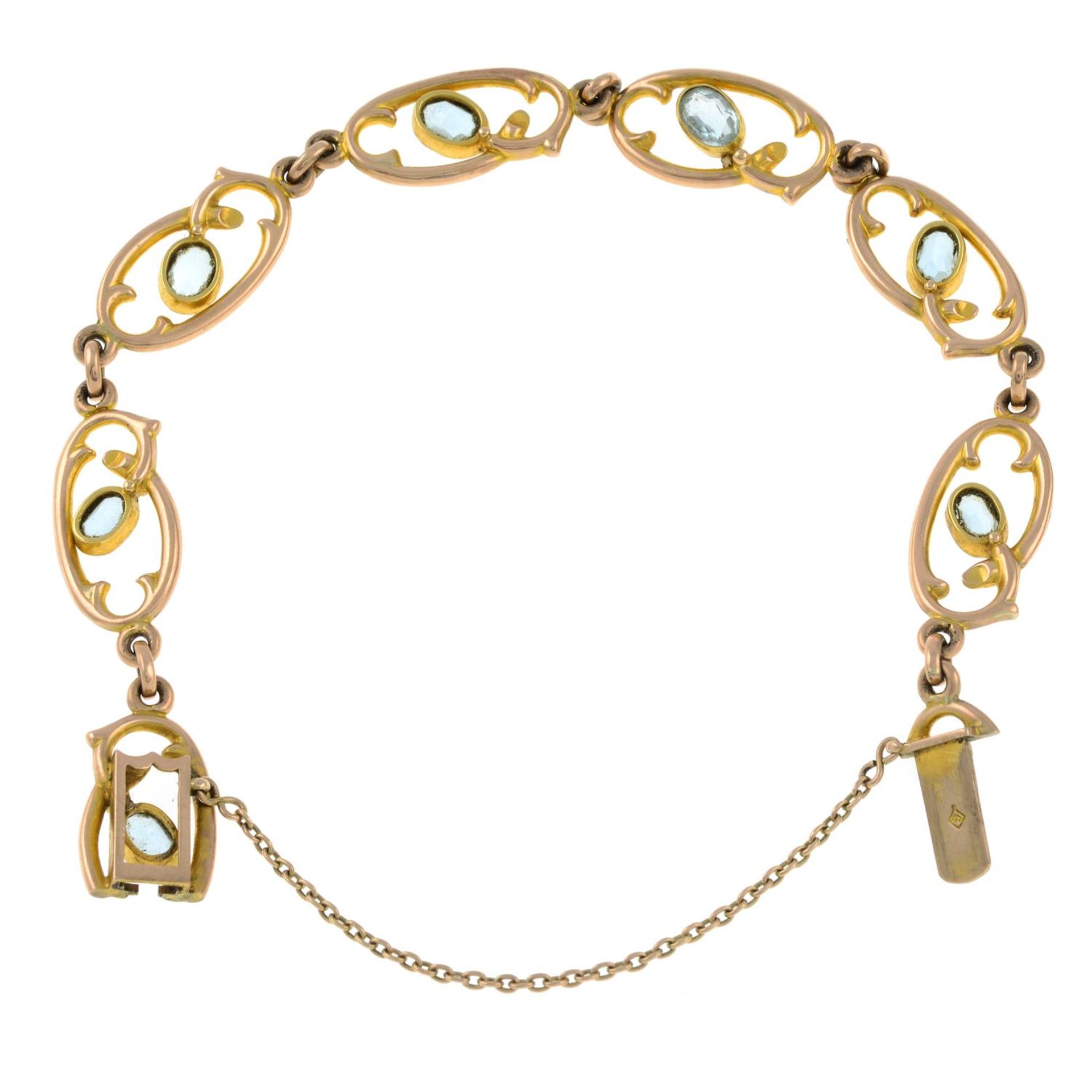 An early 20th century aquamarine bracelet. - Image 2 of 2