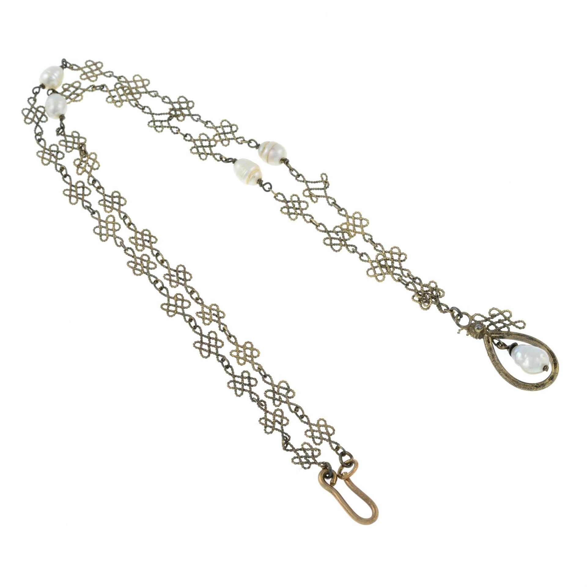 A cultured pearl openwork necklace. - Bild 3 aus 3