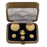 An 18ct gold gents cufflink and dress stud set.